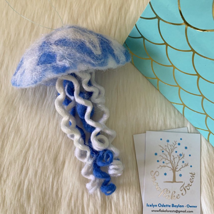 My Signature Jellyfish were created for <a href="/MerMadeFelting/">MerMade Felting</a> The is SeaFoam Blue color Combo. 
When I make them they are made as a Pair. #felting
The perfect gift for yourself &amp; to give to a special friend. 
You can learn to make them too! youtu.be/-5qDoT6TdtM?si…