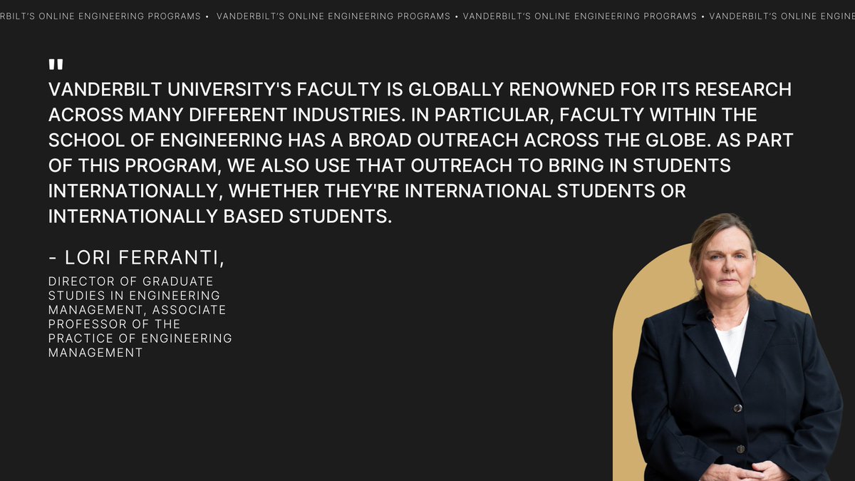 VUEngineering's tweet image. The curriculum in our online M.Eng. program is designed to set you up for success. Our faculty integrates current happenings and real-world insights into every class, ensuring our curriculum prepares our students to lead with confidence. hubs.la/Q03sMhfW0