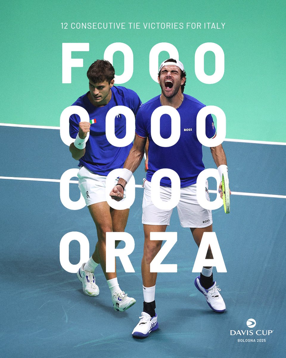A dozen back-to-back tie victories for the Italians 🥵🇮🇹

#DavisCup