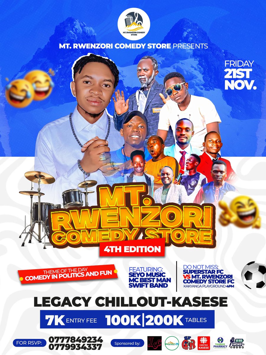 Legacy Chill Out Kasese is hosting Mt Rwenzori Comedy Store on 21st December 2025. 

Be there to witness comedians with interesting and educative content. Tickets are available at 5k

#MtRwenzoriComedyStore