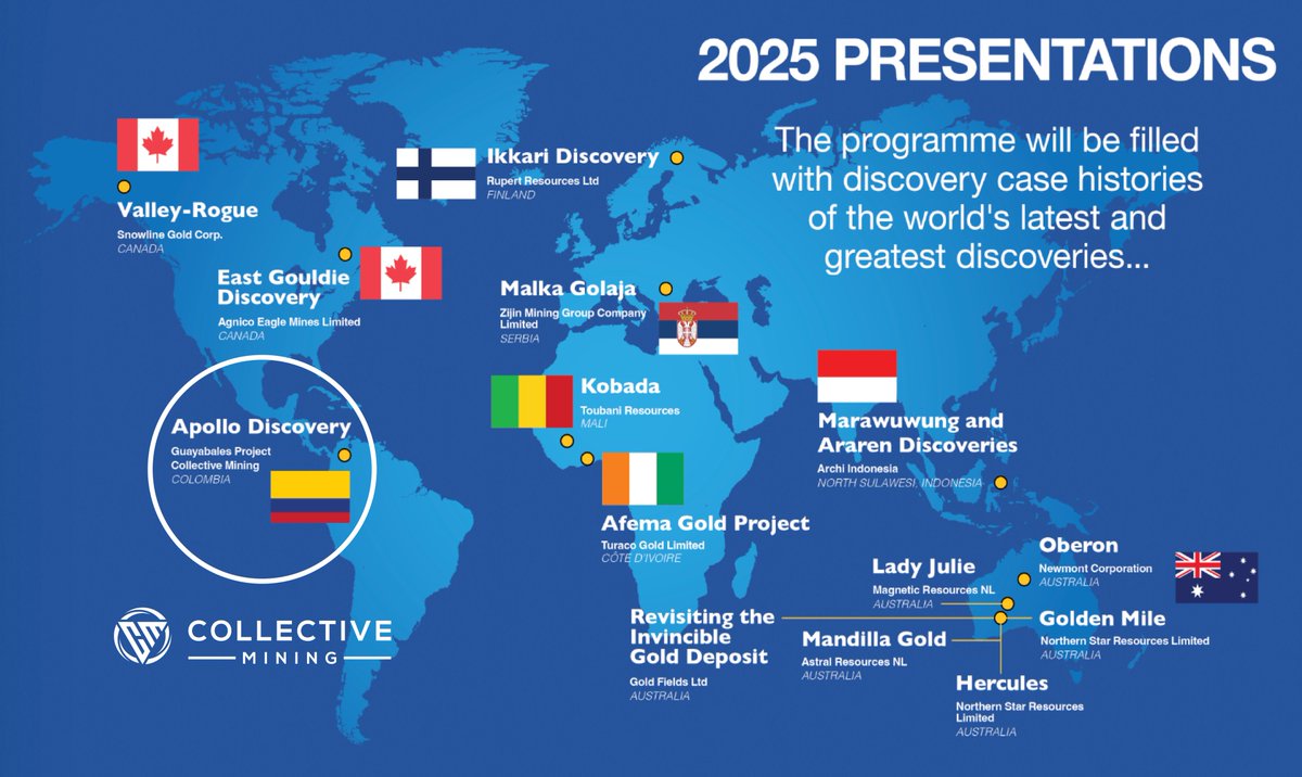 CollectiveCNL's tweet photo. We joined #NewGenGold, where our Special Advisor David Reading presented the Guayabales project and, for the first time, introduced Apollo to the technical world. As one of the 11 projects showcased, Apollo marks the first large porphyry-hosted breccia discovery in the Middle Cauca Belt, a true grassroots discovery shaped by perseverance.