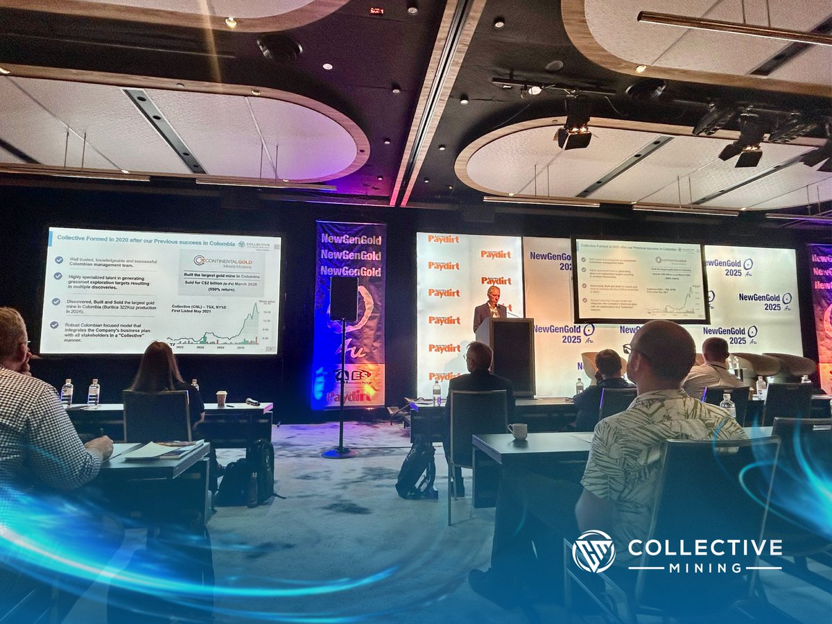 CollectiveCNL's tweet photo. We joined #NewGenGold, where our Special Advisor David Reading presented the Guayabales project and, for the first time, introduced Apollo to the technical world. As one of the 11 projects showcased, Apollo marks the first large porphyry-hosted breccia discovery in the Middle Cauca Belt, a true grassroots discovery shaped by perseverance.