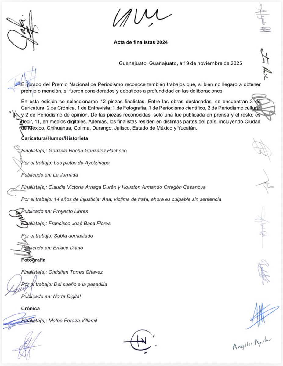 CCPNPMexico's tweet image. ¡Aplaudimos a quienes llegaron a la cima del periodismo en México!
Reconocemos a las y los finalistas del #PremioNacionalDePeriodismo, cuyo trabajo inspira y fortalece nuestro derecho a estar informados.

¡Felicidades a todas y todos!
