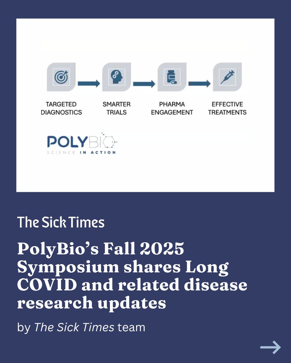 thesicktimes's tweet image. Leading #LongCOVID and related disease researchers presented updates to their work Friday at the PolyBio Research Foundation’s Fall 2025 Symposium. As always, we live blogged the event. Check out summaries of each talk: bit.ly/4o38Gne