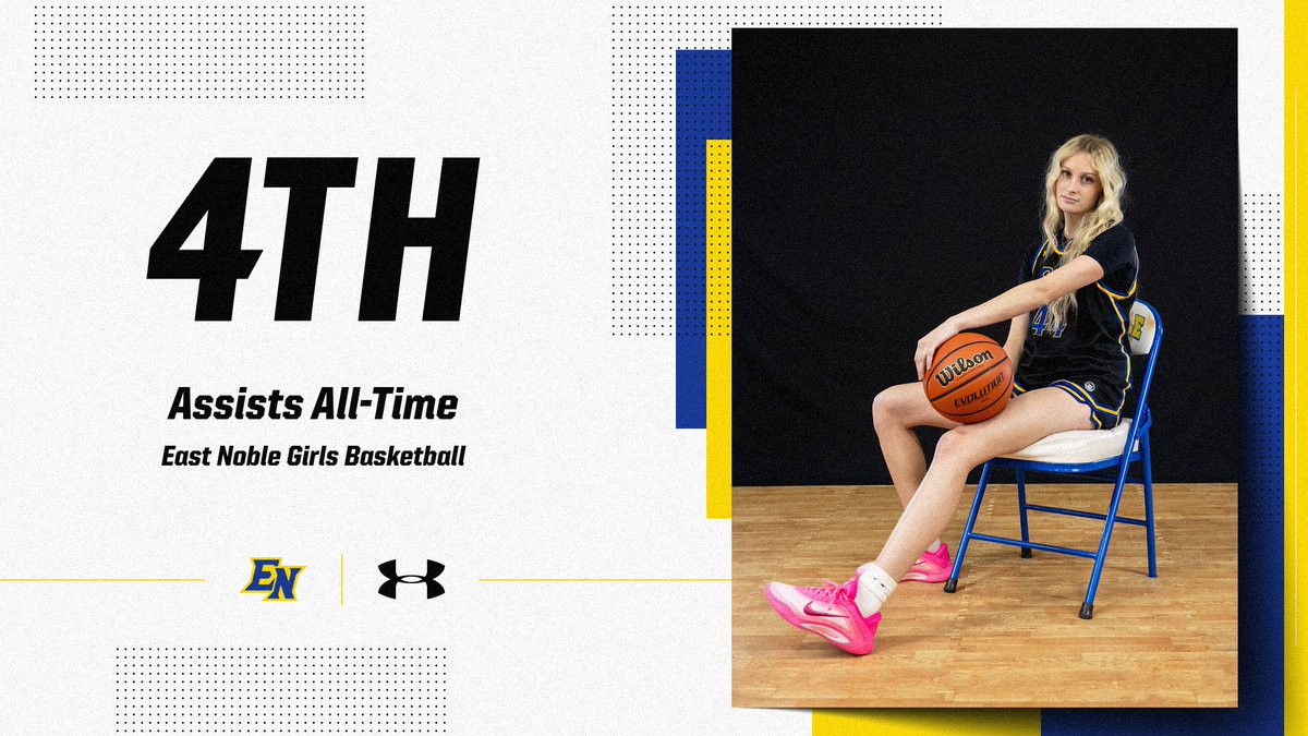 engirlsbball's tweet image. Last night versus Concordia, Addi Deming moved into 4th All-Time in career assists as an East Noble Knight! Congrats Addi!! #ClockIn