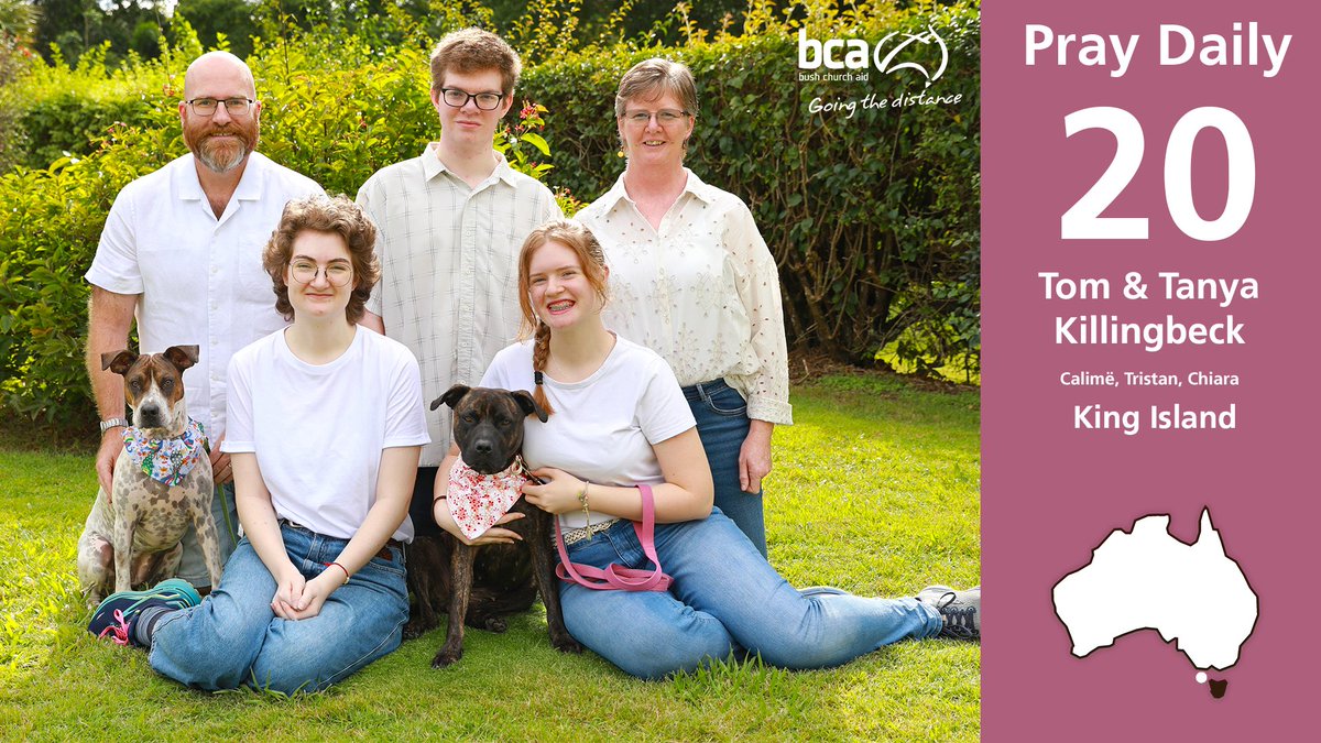 bushchurchaid_'s tweet photo. BCA Pray Daily:

Pray today for Tom &amp; Tanya, Calimë, Tristan &amp; Chiara Killingbeck and their ministry on King Island, TAS. https://t.co/FmOXiBAFez