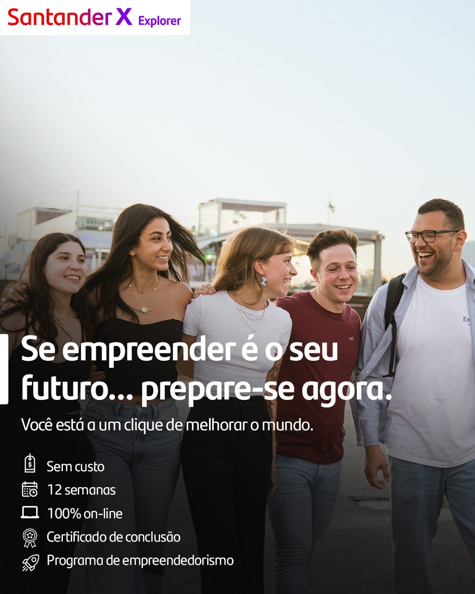 Programa Santander X Explorer está com inscrições abertas!

Estudantes da UFRGS já podem se inscrever na nova convocatória do programa de empreendedorismo Santander X Explorer!

🗓️ Inscrições até 02/12 
➕ Informações no link: link.explorerbyx.org/FXAB