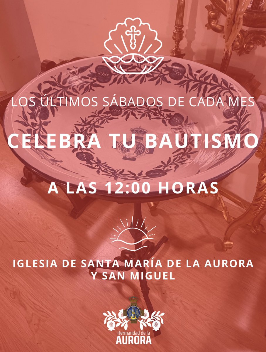 PerdonAurora's tweet image. #Bautismo ⛪️ | Informamos que los bautismos se celebran los últimos sábados de cada mes a las 12:00 h en nuestra sede canónica.

Para información y reservas, puedes contactar en: secretaria@perdonyaurora.com

🙏 ¡Te animamos a celebrar este sacramento con nosotros!

#LaAurora