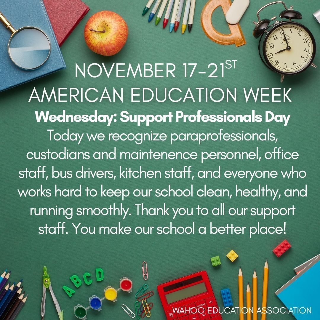 👏Tremendous thanks to all the incredible support staff who help our students in so many ways.
#WahooWarriors #ExcellenceEverywhere