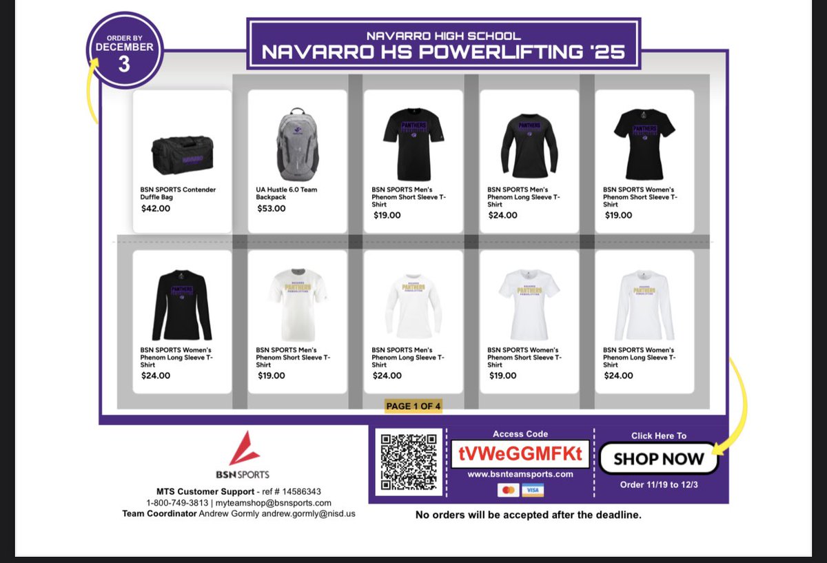 NavarroHS_PL's tweet photo. The Team Store is live! With tons of options, the Powerlifting Team Store gives you opportunities to rep the brand in all types of ways. Hoodies, T-Shirts, Sweatshirts, Jackets, Shorts, Pants, and so much more. Send it to your family, friends, get everyone repping! Link in bio. https://t.co/51rq7wQsaT