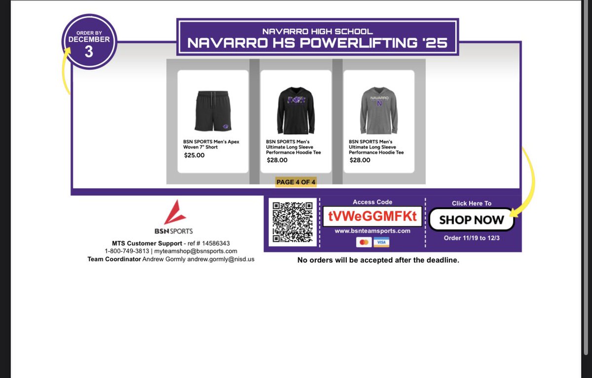 NavarroHS_PL's tweet photo. The Team Store is live! With tons of options, the Powerlifting Team Store gives you opportunities to rep the brand in all types of ways. Hoodies, T-Shirts, Sweatshirts, Jackets, Shorts, Pants, and so much more. Send it to your family, friends, get everyone repping! Link in bio. https://t.co/51rq7wQsaT