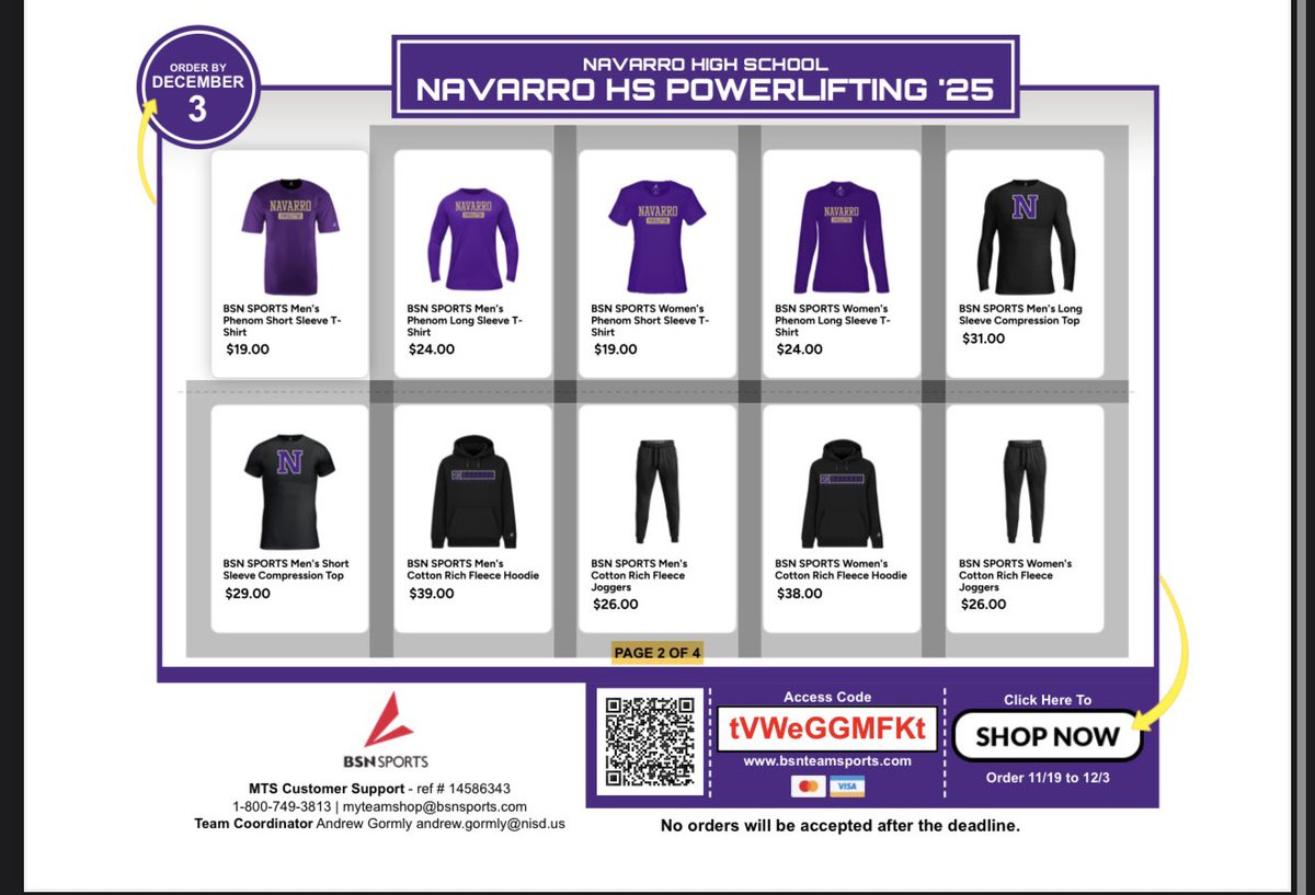NavarroHS_PL's tweet photo. The Team Store is live! With tons of options, the Powerlifting Team Store gives you opportunities to rep the brand in all types of ways. Hoodies, T-Shirts, Sweatshirts, Jackets, Shorts, Pants, and so much more. Send it to your family, friends, get everyone repping! Link in bio. https://t.co/51rq7wQsaT