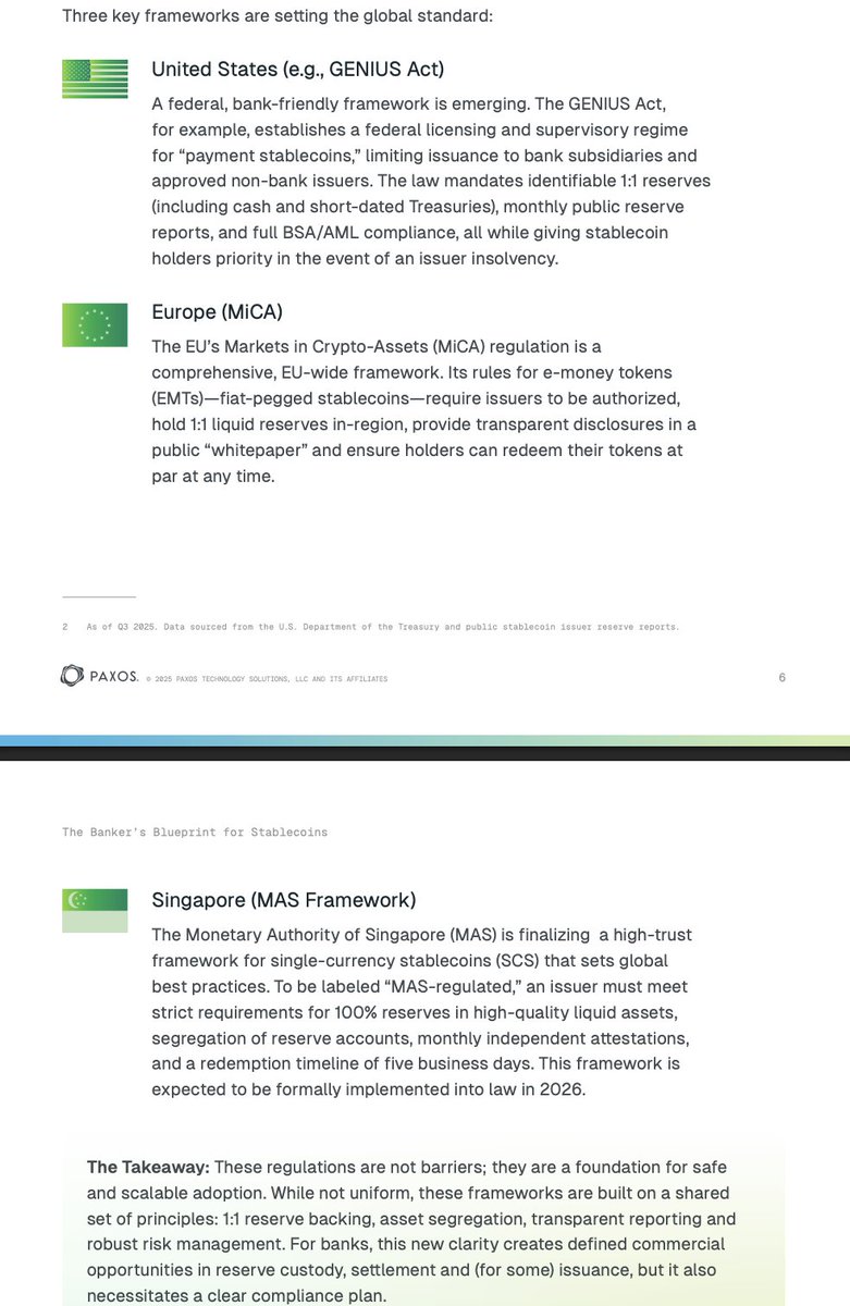 natalie_aq2s5's tweet image. tldr: 
. Three key regulatory frameworks: US Genius Act, EU MiCa and Singapore MAS 
. Comparison of US Stablecoin Issuer Regulatory Models