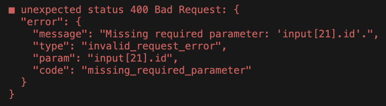 CLI error screenshot