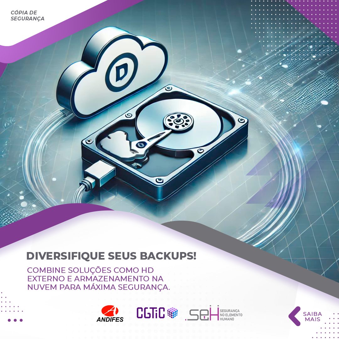 uflabr's tweet image. Diversifique seus backups!

Combine soluções como HD externo e armazenamento na nuvem para máxima segurança.

#Backup #DicasDeTecnologia