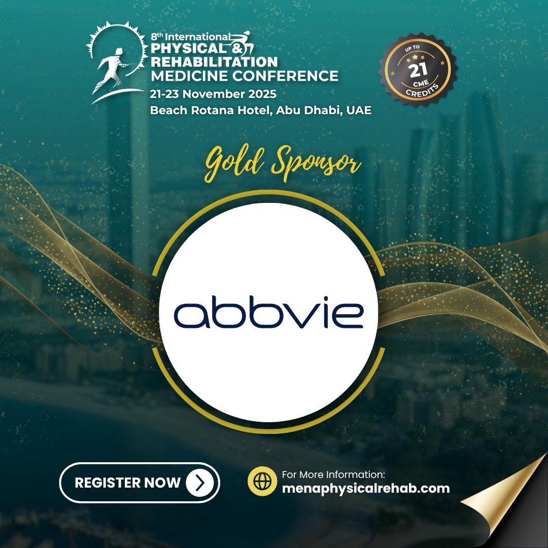 MENArehab's tweet photo. We are delighted to recognize Abbvie for their generous support as a Gold Sponsor. Thank you for being an integral part of this year’s event!

Register here: https://t.co/4vNXInxpXi

#IPRMC25 #pmr #rehabilitation #abudhabi #cme #physicalmedicine #rehab #physiatrists #physio https://t.co/nTdvMG5ZuZ