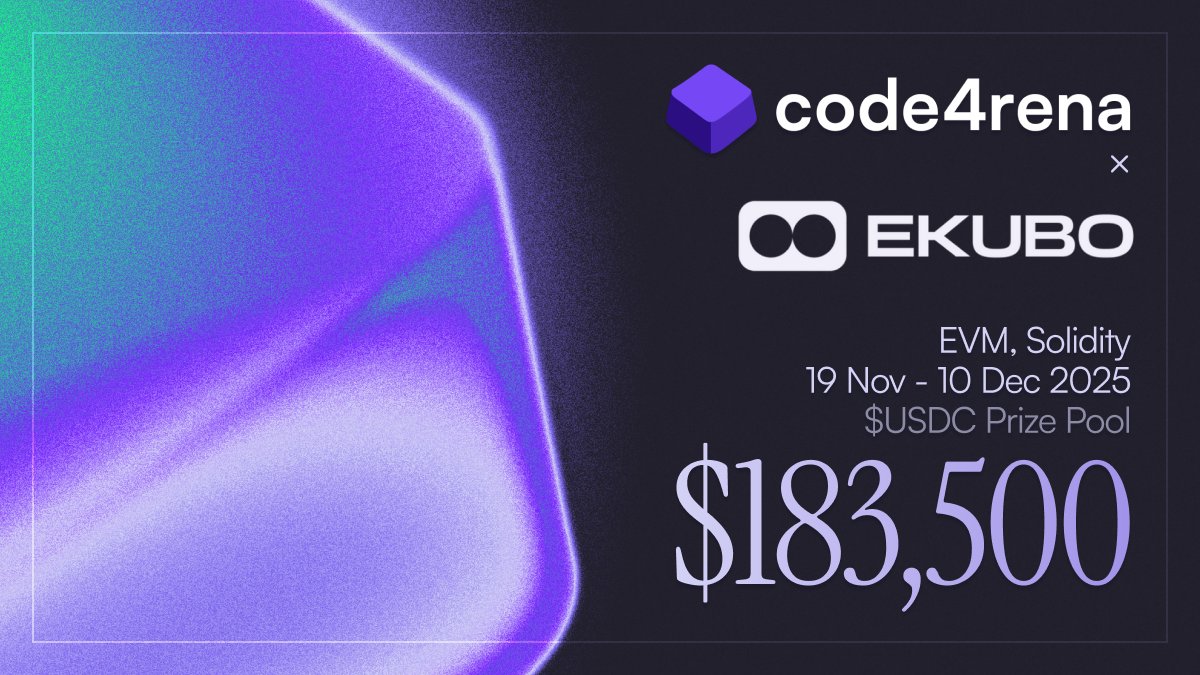code4rena's tweet image. The Ekubo Audit Competition STARTS NOW!

Let’s welcome @EkuboProtocol, the most advanced AMM ever.

This $183,500 audit competition will run for 21 days with the largest prizes awarded to the highest + rarest vulnerabilities found.

Check out the audit docs for more details!⤵️