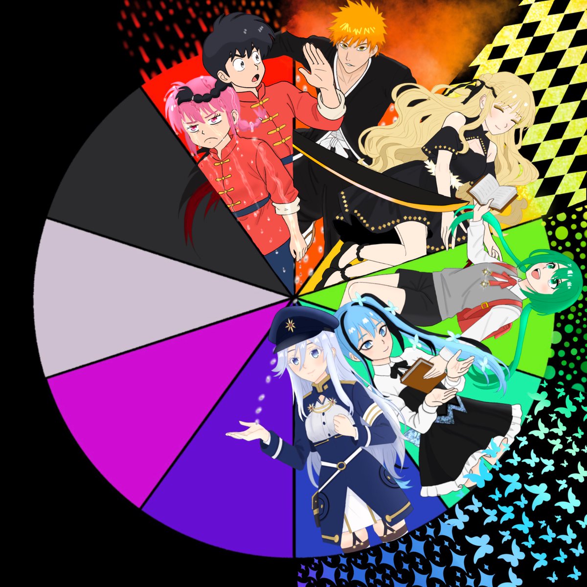 Blue is Vladilena Milizé from 86! Now give me purple characters and please read the rules in the replies!