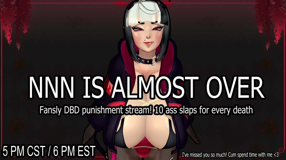 🌹At 5:00PM CST / 6:00PM EST: Guess whos back on 🪭sly👀Lets play DBD, and every time I die, you get to listen to me slap my ass 10 times with a paddle~ It's been SUCH a long time since we've done a DBD punishment stream!
---  
🔗in bio! See you in three-ish hours on 🪭sly~