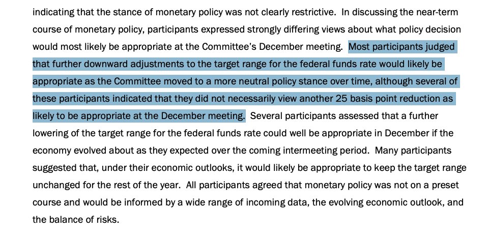 🚨Bureau : FOMC: Divergenze tra i membri sulla riduzione dei tassi a dicembre