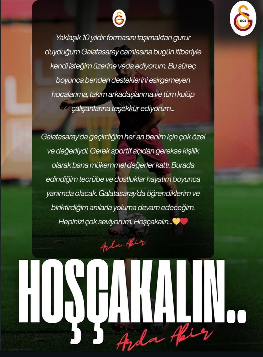 GS_Altyapi's tweet image. Arda Abir, Galatasaray&apos;a veda etti. Yolu açık olsun.