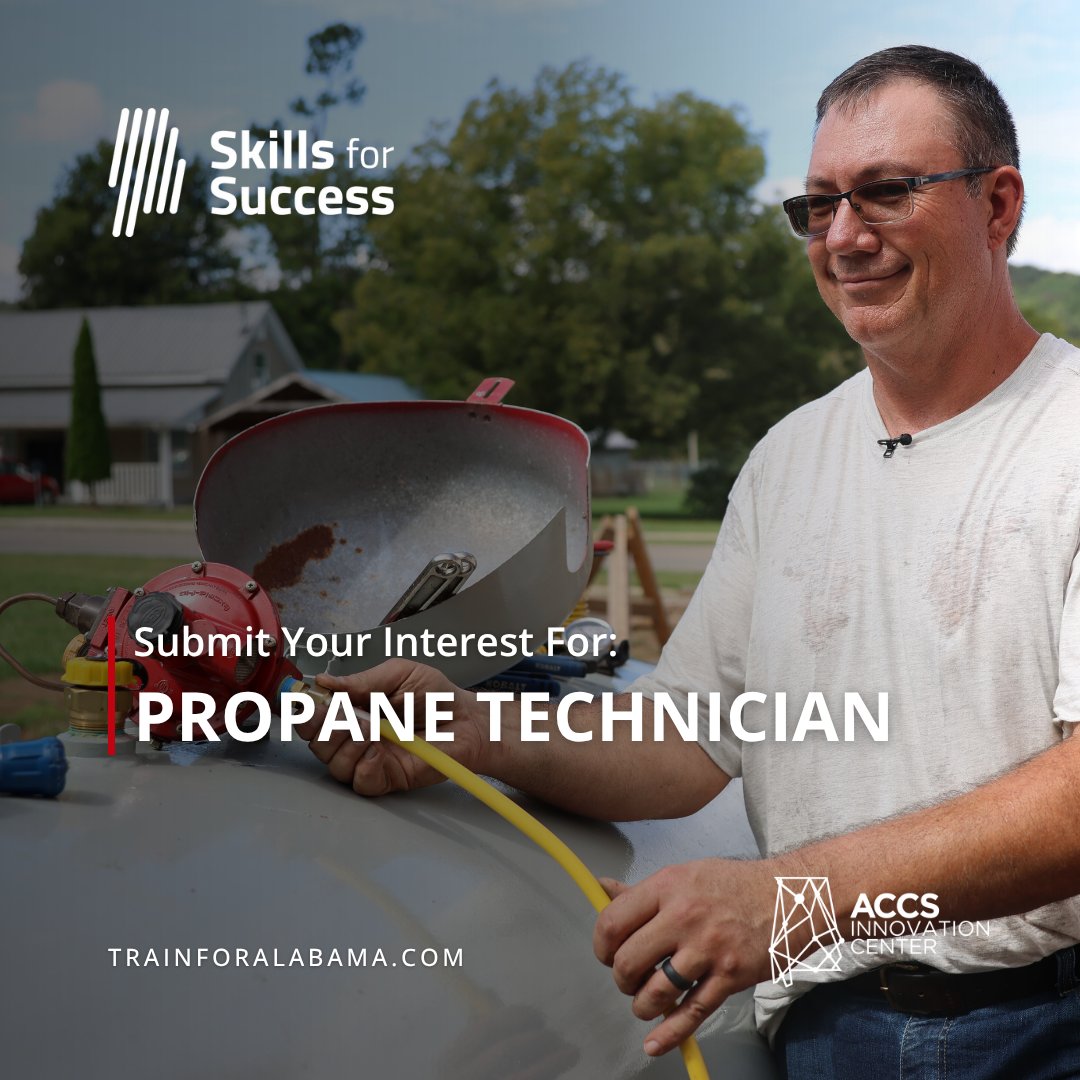 The Skills for Success Propane Technician course is open for requests!

Through hybrid training at Alabama's community colleges, participants gain the hands-on skills to safely and effectively support propane operations across Alabama.