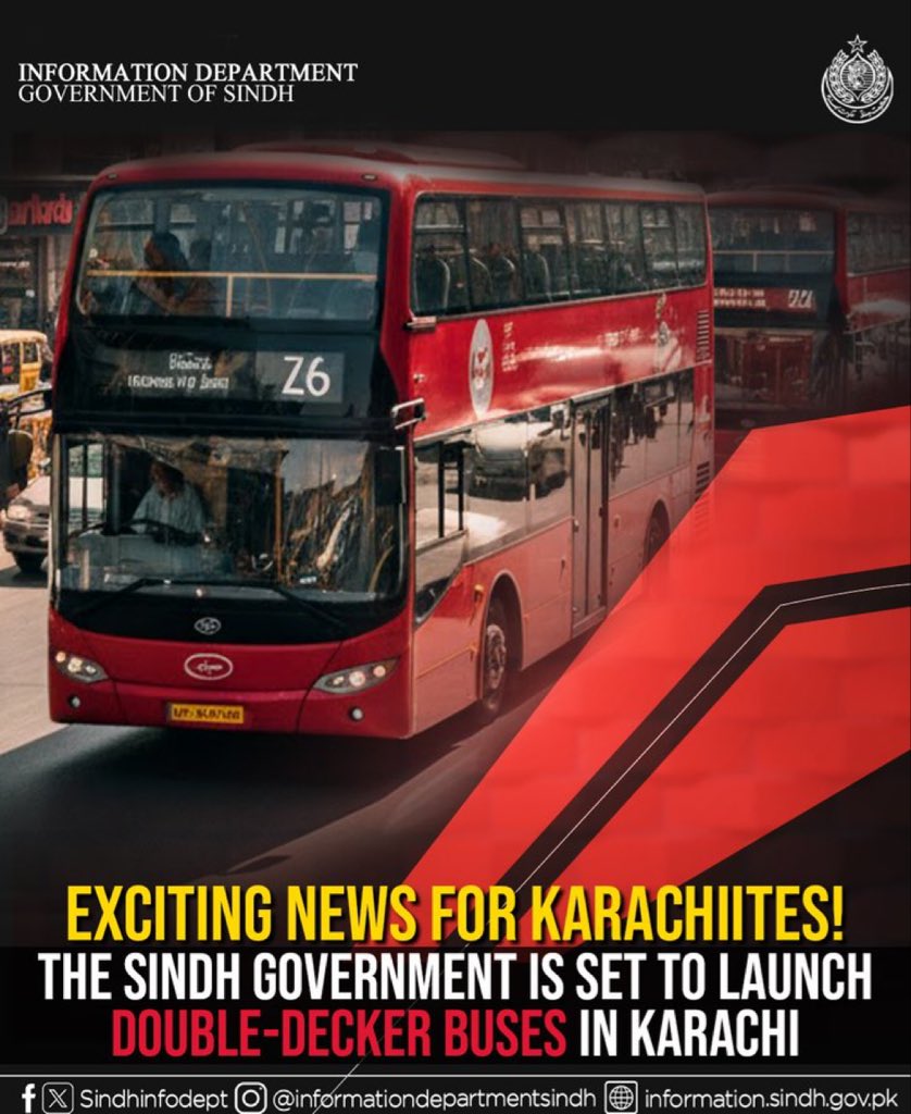 FAL_digital's tweet image. کراچی والوں کے لیے بہترین خبر!
سندھ حکومت جلد ڈبل ڈیکر بسیں متعارف کرا رہی ہے، آرام دہ اور جدید سفر کے لیے بڑا قدم۔
بہتر ٹرانسپورٹ — بہتر شہر۔

#Karachi #SindhGovernment #PPP #KarachiUpdates