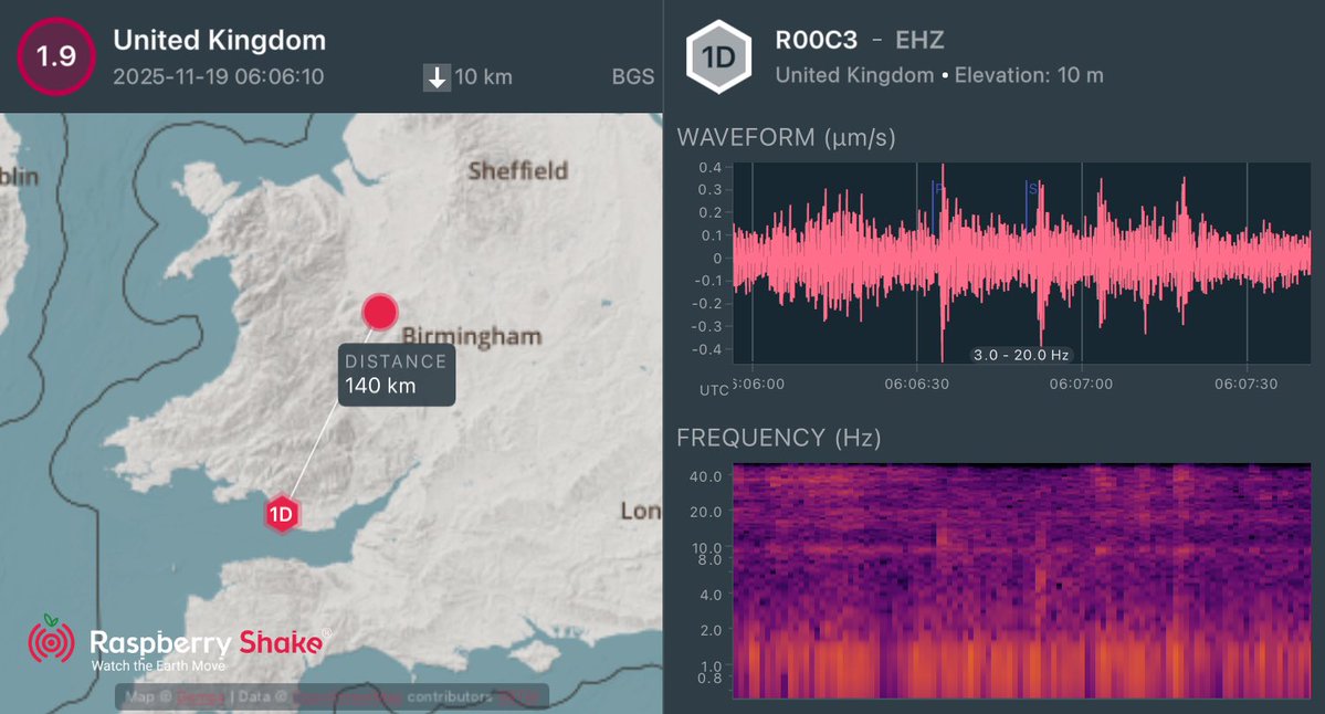 seismodave's tweet image. #Earthquake recorded on the #RaspberryShake #CitizenScience seismic network. See what&apos;s shaking near you with the @raspishake #ShakeNet mobile app