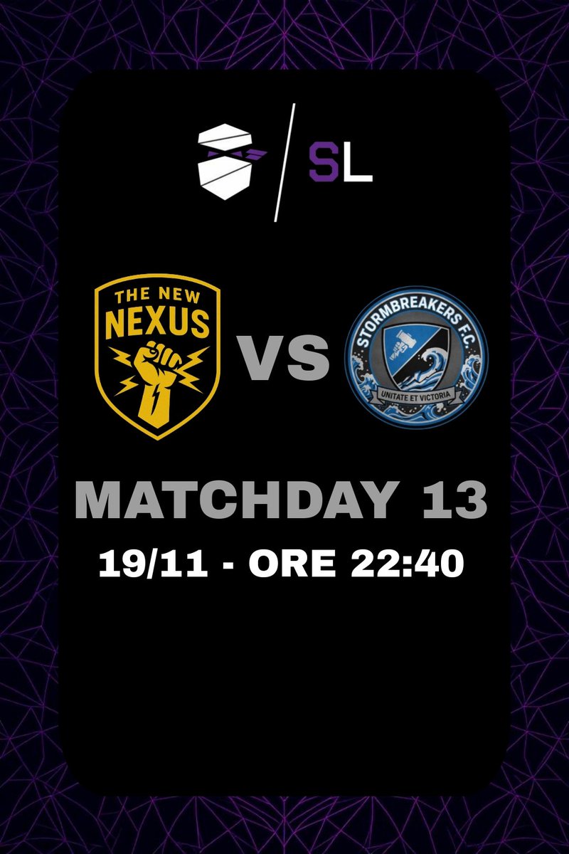 La prima partita di stasera è valida per il campionato <a href="/ShadowLeagueFC/">Shadow League</a> 
Affronteremo i ragazzi di <a href="/FcStormbreakers/">Stormbreakers Fc</a> siamo sicuri che sarà una partita molto combattuta!

#WeAreOne #JoinTheNexus