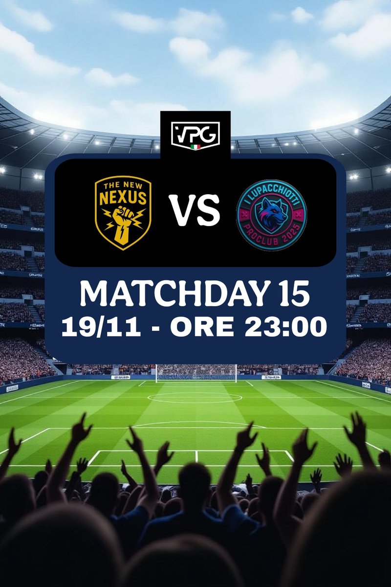 Questa sera cercheremo i tre punti in <a href="/VPGItaly/">Virtual Pro Gaming Italy 🇮🇹</a> serie D contro i colleghi di <a href="/IFRATELLI9/">ILUPACCHIOTTITVITA</a> 
 
Siamo pronti a combattere per la vittoria!

#WeAreOne #JoinTheNexus