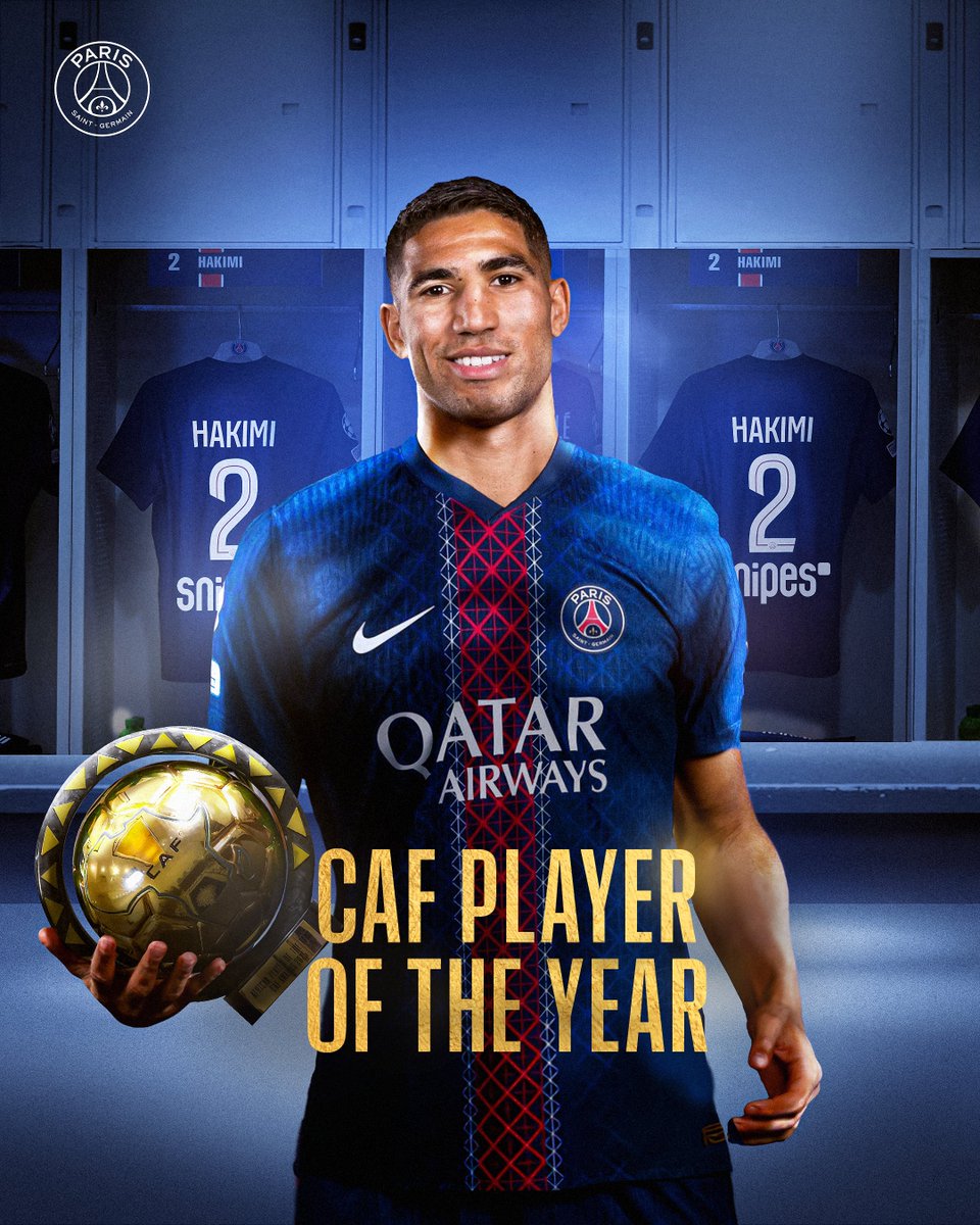 PSG_inside's tweet image. Achraf Hakimi est élu Joueur Africain de l&apos;année ! 🏆

Félicitations @AchrafHakimi ! 👏🇲🇦

#CAFAwards2025