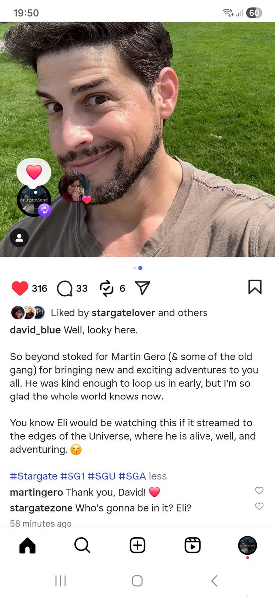 Will we see the return of Eli? 
Courtesy of <a href="/DavidBlue/">David Blue</a> instagram 
#newstargate