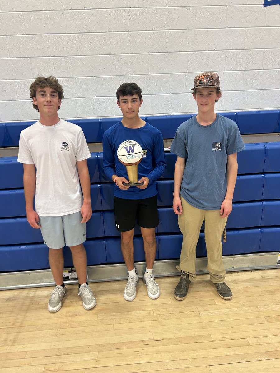 Congratulations to Rylin Szymanski, Ryan Patterson and Colton Yoast for winning the 10th grade 4th block basketball tournament.  They beat an undefeated team in the championship to win.