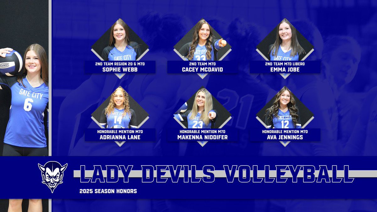 GCHSDevils's tweet image. Congratulations to six Lady Devils earning honors for the 2025 season. #LDVB