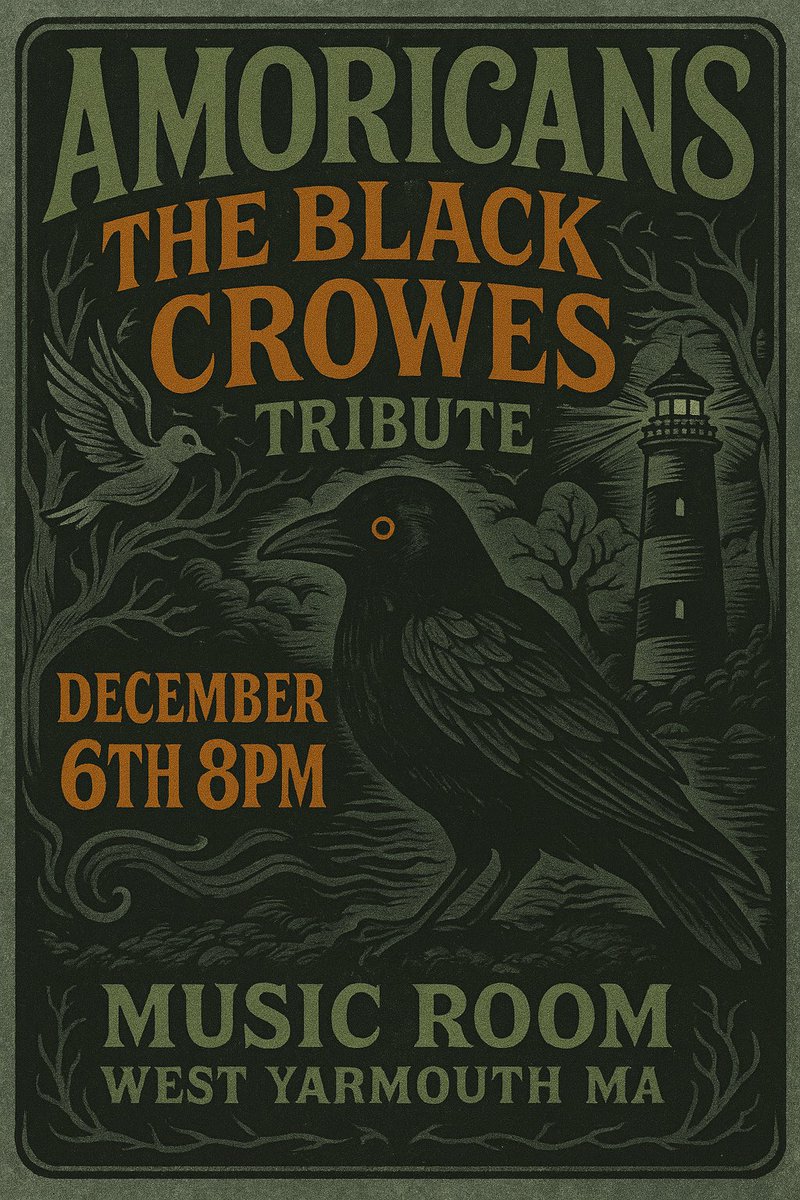 amoricansband's tweet image. Live at The Music Room Cape Cod – Saturday, December 6 • 8:00 PM

Deep cuts and fan favorites – it’s all on the table when Amoricans: The Black Crowes Tribute return to The Music Room Cape Cod for a full night of soul-drenched rock n soul!
Tix: musicroomcapecodtickets.com