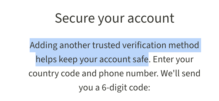 jacobmparis's tweet photo. > adding another verification method helps keep your account safe

NO IT DOESNT 

STOP MAKING ME ADD ATTACK VECTORS https://t.co/liASdoomcS