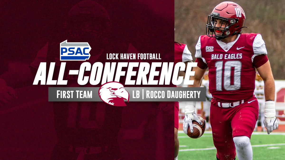 Congratulations to Linebacker Rocco Daugherty on being named to the ALL-PSAC EAST First Team!
🔥🔥🔥

#LockedIn🔒🦅