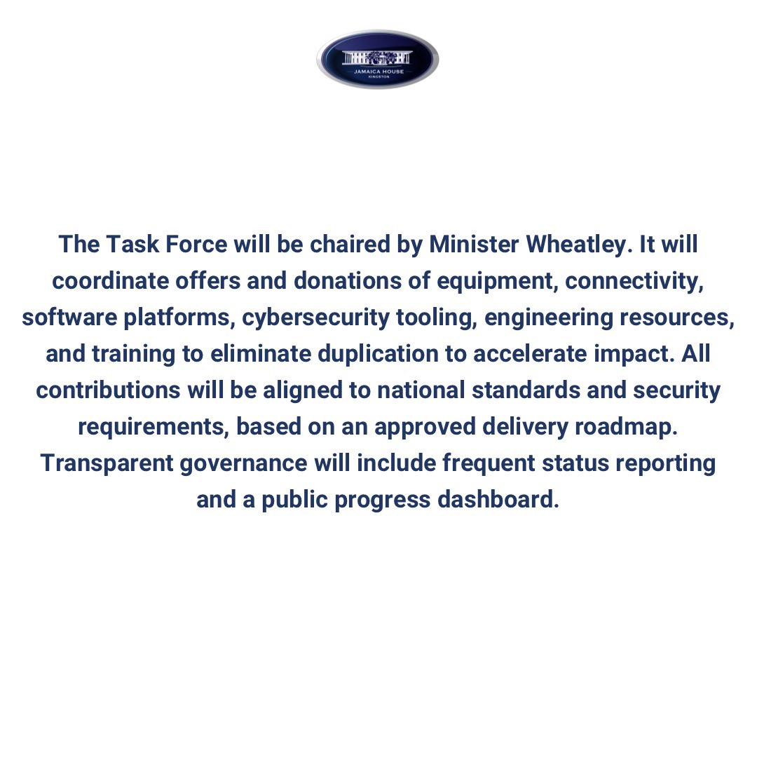 AndrewHolnessJM's tweet image. Government Establishes Technology Recovery Task Force to Restore and Modernise Critical Digital Services after Hurricane Melissa