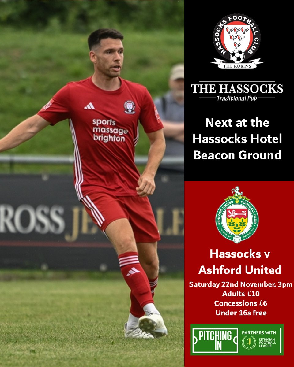 hassocksfc's tweet image. A big afternoon coming up this Saturday at the @HassocksHotel Beacon Ground as we host Ashford United ahead of three consecutive away matches

Kick off is at 3pm. Bar and kitchen open. Free admission for under 16s. Dogs welcome🍻🍔⚽ #UTR