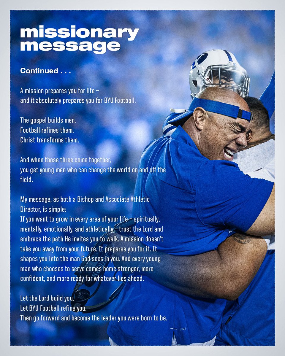 BYUfootball's tweet photo. MISSIONARY MESSAGE - @Jasen_AhYou https://t.co/OX1DiuIU7L
