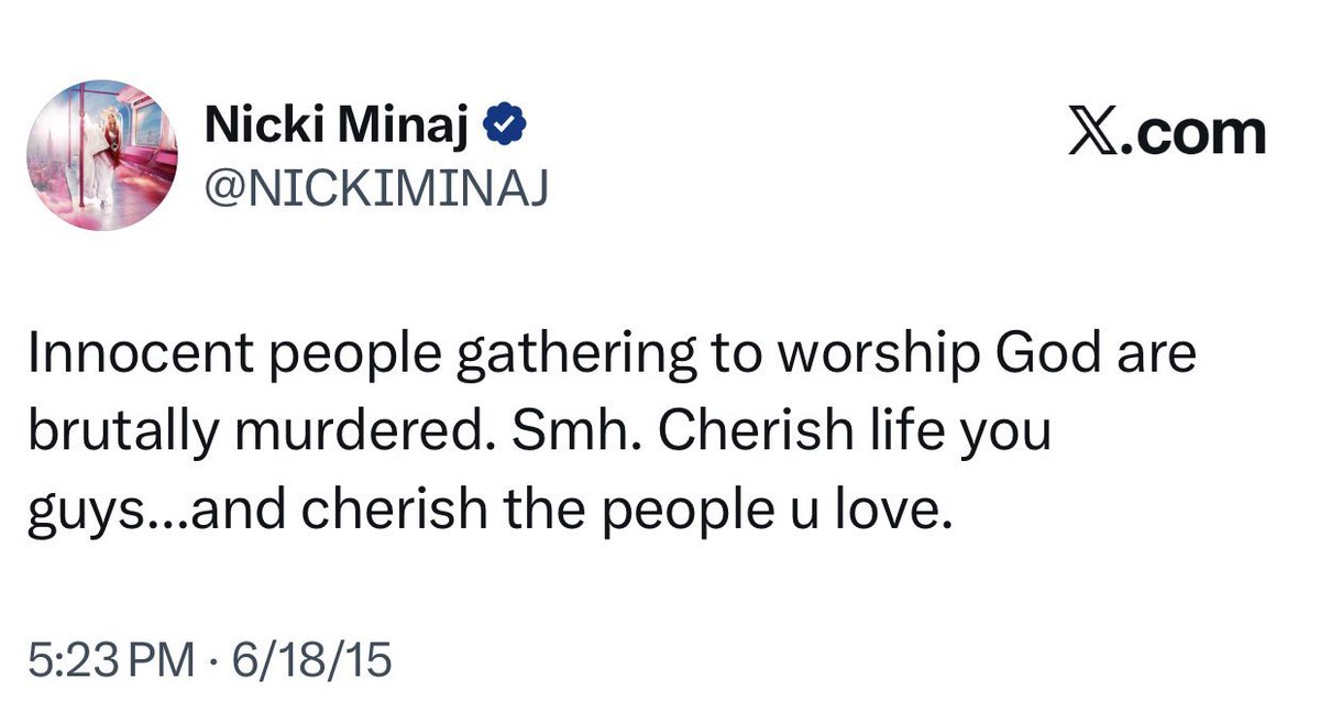 OurFavOnlineDoc's tweet image. As far back as 2015, Nicki Minaj has been speaking and lending her voice to pray and lend support for Nigeria.

Her love for Nigeria did NOT start today.
2015. 2020. 2025. So many tweets of her standing with Nigeria through tough times.

Only senseless sycophants and govt…