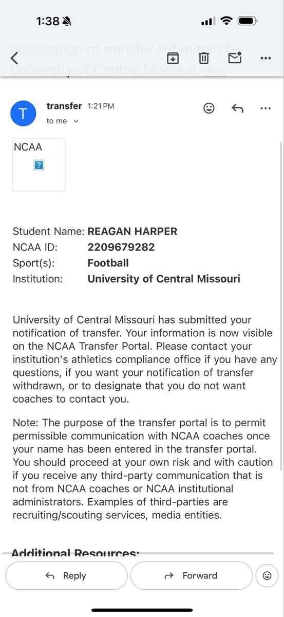 Thank you University of Central Missouri 
I am officially in the Transfer Portal