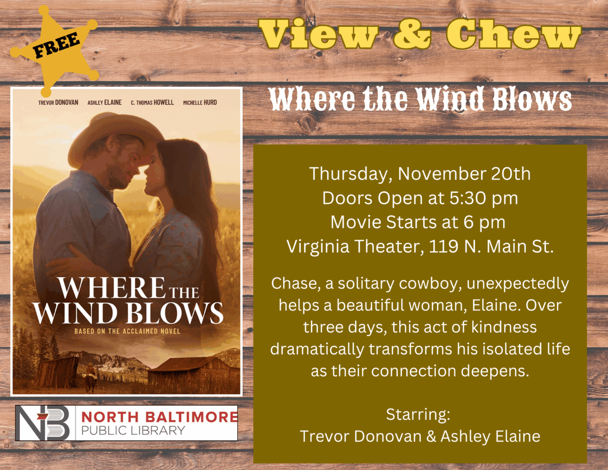 So cool they're doing this. If you're in Baltimore, go check it out. 🤘Free movie night in North Baltimore to feature ‘Where the Wind Blows’ on Nov. 20th.