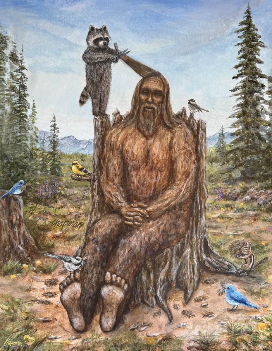 Travispaints's tweet image. I painted Bigfoot getting a fresh cut for his big date.
