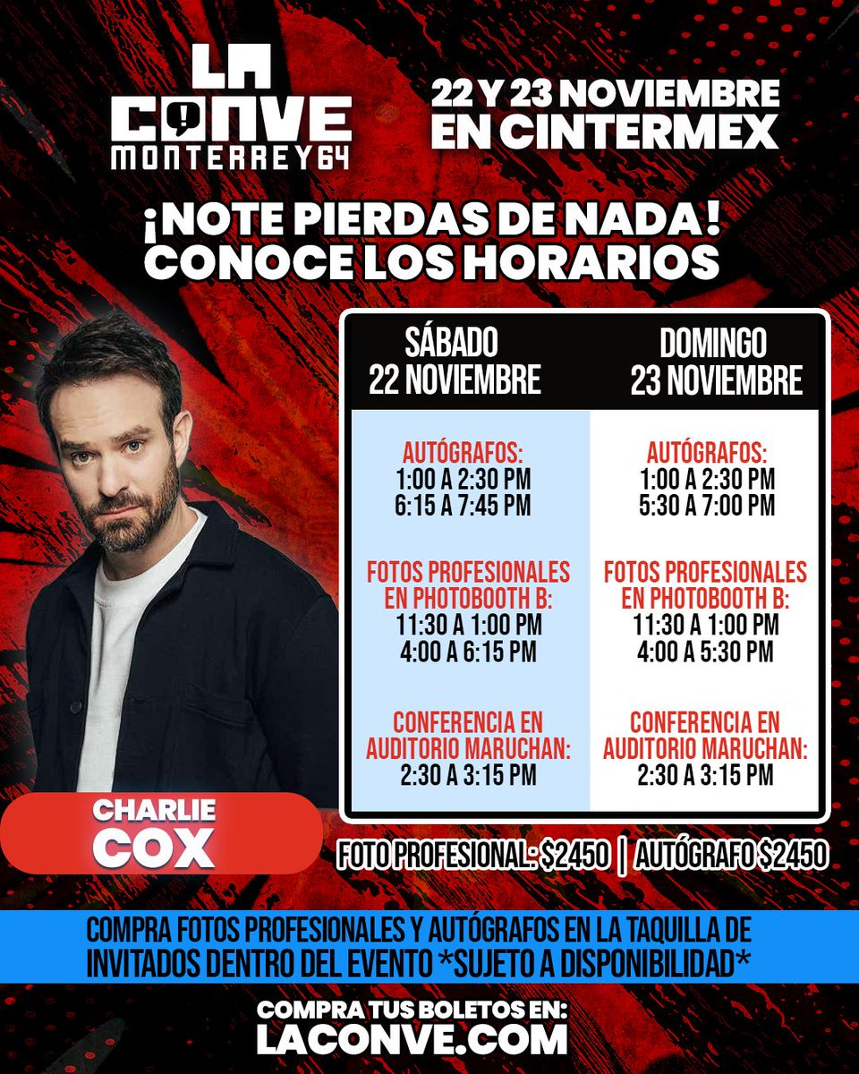 LaConveMTY's tweet image. 📅✨ ¡Que no se te pase nada!
Estos son los horarios de los invitados internacionales  para que armes tu plan y disfrutes La Conve 64 al máximo!

Consulta el programa completo en: laconve.com/programa

#LaConve64 #MonterreyEsTerritorioLaConve #Programa #Horarios #Convención