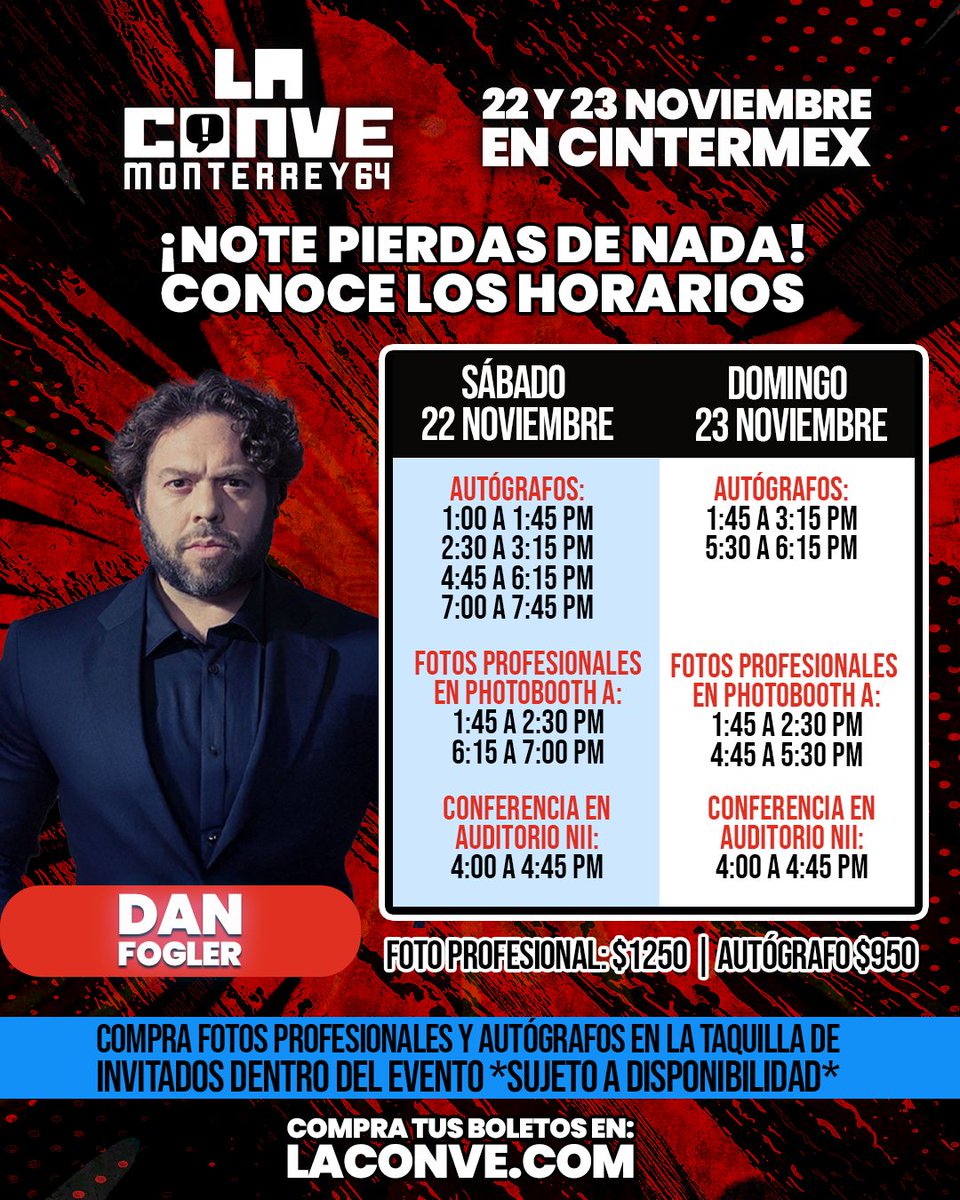 LaConveMTY's tweet image. 📅✨ ¡Que no se te pase nada!
Estos son los horarios de los invitados internacionales  para que armes tu plan y disfrutes La Conve 64 al máximo!

Consulta el programa completo en: laconve.com/programa

#LaConve64 #MonterreyEsTerritorioLaConve #Programa #Horarios #Convención