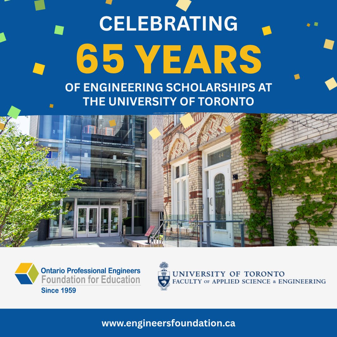 EngineersFdn's tweet image. The Foundation is proud to have supported @UofTEngineering through scholarships for more than 65 years! Together, we&apos;re empowering the next generation of Ontario&apos;s engineers and innovators. Discover all the Ontario schools we support and consider donating: lnkd.in/gVyTMPEk