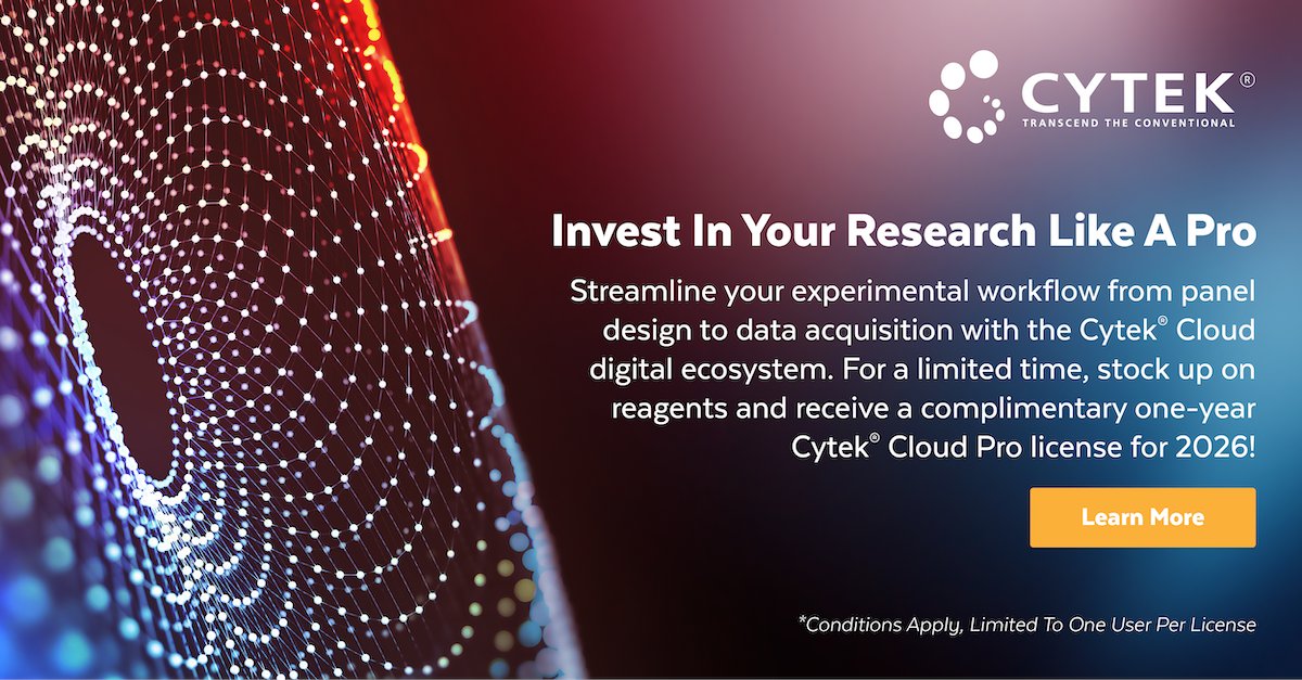 CytekBio's tweet image. Invest in your research like a pro! For a limited time, stock up on reagents and receive a complimentary one-year Cytek® Cloud Pro license for 2026. Learn more: hubs.la/Q03PPRJ10
#flowcytometry #biotechnology #lifesciences