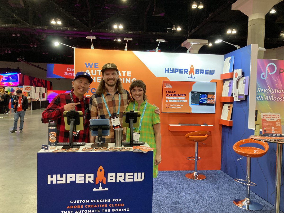 hyperbrew's tweet image. Adobe MAX 2025 was EPIC! 🚀

&quot;We Automate the Boring. You Create the Amazing.&quot; is our new tagline.

No workflow is too weird to automate. And we heard some wild ones.

Didn&apos;t get to book FREE consult? Grab a time here: hyperbrew.co/booking

#AdobeMAX #WorkflowAutomation