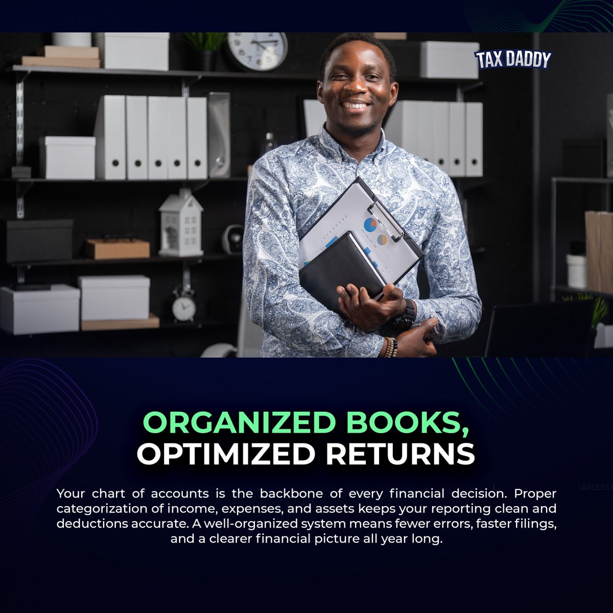 TaxDaddyInc's tweet image. Messy books = messy results. Clean financial records make every deduction easier and every report more reliable. Stay organized now to save time (and stress) later.

Tax Daddy knows best—clarity creates confidence and savings.

#TaxDaddyKnowsBest #BookkeepingBasics #TaxReady